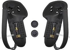 Resim Lonxmovs Denetleyici Kavrama Kapağı Meta/Oculus Quest 3 Touch Plus Kontrolörleri ile Uyumlu Pil Açma Kapağı, 2 Parça Joystick Kapağı ve Mafsal Kayışları (Siyah) 