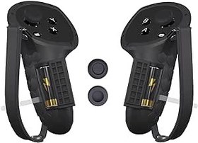 Resim Lonxmovs Denetleyici Kavrama Kapağı Meta/Oculus Quest 3 Touch Plus Kontrolörleri ile Uyumlu Pil Açma Kapağı, 2 Parça Joystick Kapağı ve Mafsal Kayışları (Siyah) 