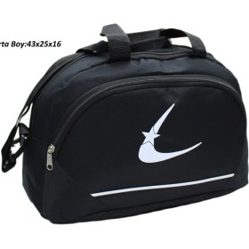 Resim Harmela Siyah Iki Bölmeli Uzun Askılı Unisex Kullanabilir Orta Boy Seyahat Fitnes ve Spor Çantası 