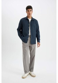 Resim DeFacto %100 Pamuk Regular Fit Waffle Basic Düz Uzun Kollu Gömlek D1058AX24AUAR224 