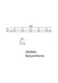 Resim Çelik Banyo Paslanmaz Pirinç Mat Siyah Mercan 5 Li Askılık Havlu Askısı Siyah 