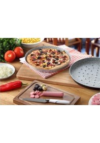 Resim Granit Kaplamalı Delikli Pizza Tava 32 Cm Gri 