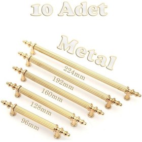 Resim Tuana Rustik Alüminyum Metal Lüks Modern Mobilya Çekmece Mutfak Dolabı Kulpu Gold-gold 128mm 10 Adet Altın - Altın 