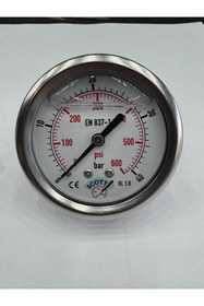 Resim SCOTT Ø 100 mm Gliserinli Tip Manometre 1/2'' Arkadan Bağlantı Ön Flanş 304 Inox Pirinç ( 0 ...40Bar ) 