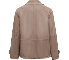 Resim Derimod Fancy Kadın Bej Devrik Yaka Oversize Deri Mont 25WGD5625VE 