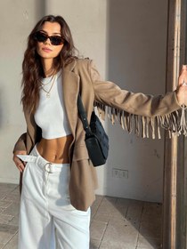 Resim Desert Breeze Püsküllü Blazer Ceket - Kahverengi / M 
