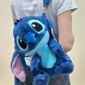 Resim 1 adet Stitch Peluş Sırt Çantası - Mavi ve Pembe Çift Askılı Omuz Çantası, Ayarlanabilir Askılar, Hafif Polyester, Sevimli Fermuar Tasarımı Erkekler ve Kadınlar İçin, Dış Mekan Seyahatleri İçin Rahat Gündelik Sırt Çantası | Eğlenceli Aksesuar | Hafif Çanta, Stitch Aksesuarları 
