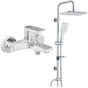 Resim Eca Dalia Banyo Bataryası+T-May Banyo Çınar Dikdörtgen Tepe Duş Takım Krom 