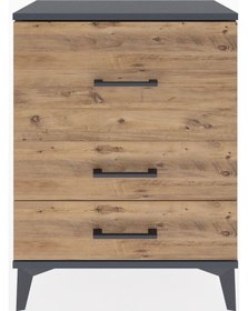 Resim Arges Komodin 3 Çekmeceli 60x30x80 Antrasit-çam Antrasit 