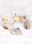 Resim Kiko Kids 790 Taşlı Kız Çocuk 3 Cm Şeffaf Topuklu Sandalet Ayakkabı Altın 001 