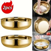 Resim 2 adet Paslanmaz Çelik Karıştırma Kapları, Altın Kaplama, 30.99cm Büyük Kapasite, Paslanmaya Dayanıklı, Pişirme, Sebzeleri Yıkama, Hamur, Salatalar ve Çorbalar için İdeal - Mutfak Kullanımı için Mükemmel, Mutfak Gereksinimleri | Zarif Mutfak Eşyaları | Dayanıklı Mutfak Eşyaları 