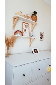 Resim babyroomstore Ahşap Bebek Çocuk Odası Dekoratif Duvar Raf Montessori Kitaplık İkili Ayaklı Raf 