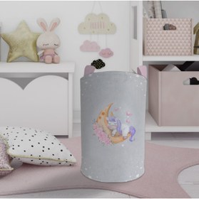 Resim MEKTA HOME Ay Ve Unicorn Desenli Oyuncak Sepeti Ve Çamaşır Sepeti Mktos-080 