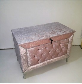 Resim Çeyiz Sandık Kapitone Model 3lü Set Pembe Kadife Kumaş İçi Kırmızı Tela Kutu Sevk El Yapım 