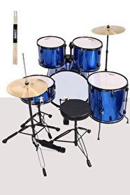 Resim Midex CD900X-BL 22" Yetişkin Akustik 22B-13T-12T-16F-14S 5 Parça Mavi Bateri Davul Seti 