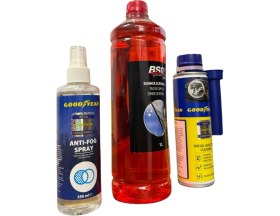 Resim Konsantre Cam Suyu 1 Litre, Dizel Enjektör Temizleyici 300 ml ve Buğu Önleyici Sprey Takım Seti 