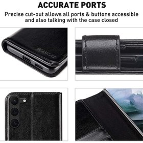 Resim m.tk moveteck Galaxy S23 Cüzdan Kılıf Kamera Korumalı Kapaklı Standlı Kartvizit Bölmeli Ve Ekran Koruyucu Set 