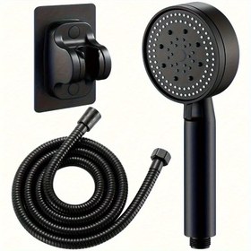 Resim El Duş Başlığı Ayarlanabilir 5 Modlu | Duvara Monte Yuvarlak Plastik Tasarım | Braket ve Esnek Hortum Dahil | Modern Duşlar için Çok Fonksiyonlu Banyo Aksesuarı, Duş Montajı | Yerden Tasarruf Sağlayan Tasarım | Plastik Yapı, Duş Aksesuarları 