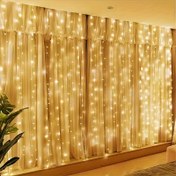Resim 100/200 LED Perde Işık Zinciri Uzaktan Kumandalı, USB ile Çalışan Sıcak Parlaklık Peri Işıkları, Noel ve Yatak Odası Dekoru için Plastik Asma Tasarımı, Tatil Atmosferine Mükemmel 
