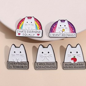 Resim 1/2/3/5 adet Karikatür Kedi Metal Sevimli Hayvan Rozeti Yaka Kıyafet Broş Takı Hediye Sırt Çantası Şapka Arkadaşlar İçin Hediye 