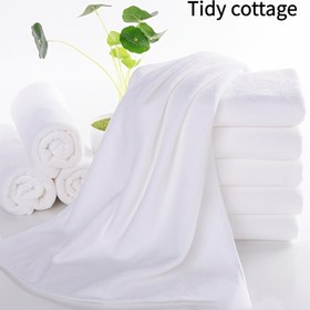 Resim 6 Adet Beyaz Mikrofiber Havlular - Mutfak, Banyo, Spa ve Sauna için Ultra Emici, Kalın Temizlik Bezleri, Az Tüy Bırakan, Yumuşak & Dayanıklı, Ev veya Ticari Kullanım İçin Uygun, Otel Havluları | Minimalist Tasarım | Az Tüy Bırakma Kumaşı, Banyo El Havluları 