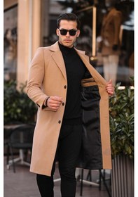 Resim Erkek Dar Kesim Uzun Kaşe Kaban Vızon 