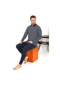 Resim Akbeniz Erkek Polo Yaka Uzun Kol Penye Pijama Takımı Lacivert 6864 Lacivert 