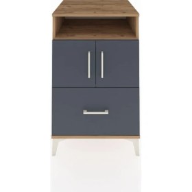 Resim Kronos Komodin 2 Raflı Tek Çekmeceli 2 Kapaklı 60X59X96 Çam-Antrasit 