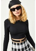 Resim Xhan Siyah Halka Detaylı Kaşkorse Crop Bluz 3KXK2-46541-02 Siyah 