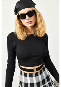 Resim Xhan Siyah Halka Detaylı Kaşkorse Crop Bluz 3KXK2-46541-02 Siyah 