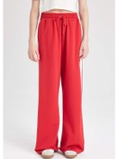 Resim Defacto Coool Wide Leg Geniş Paça Beli Lastikli Bağcıklı Şeritli Eşofman Altı D4764AX24AURD197 Kırmızı 