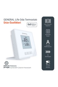 Resim GENERAL Life Mitra HT15S RF Kablosuz Oda Termostatı - Beyaz 
