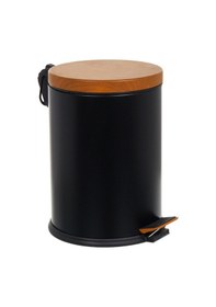 Resim Foreca Ahşap Pedallı Çöp Kovası Siyah 12 Lt Siyah 