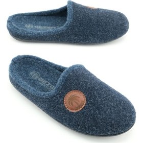 Resim Gezer Erkek Kışlık Keçe Çıkarılabilir İç Taban Rahat Ev Bahçe Gondol Terlik Lacivert 