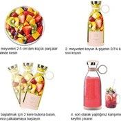 Resim Enfa Taşınabilir Blender Şişe Smoothie, Shake Yapıcı, Mini Blender Usb Şarj Edilebilir, 350 ml 