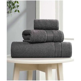 Resim 3 Lü Banyo Havlusu Seti Pamuklu Ritim Antrasit Çok Renkli 