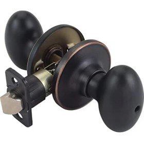 Resim Asseds Store 740498 Yumurta 6 Yönlü Evrensel Gizlilik Kapı Tokmağı, Yağla Pürüzlü Bronz, Yatak ve Banyo 