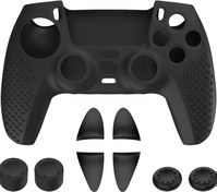 Resim iCarp PS5 Controller Skin, Anti-Slip Soft Silicone Protective Cover Case for PlayStation 5 DualSense Wireless Controller, 1Pack with 4 Thumb Grip Caps and L2R2 Trigger Extenders (Black) 