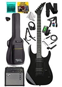 Resim Midex Crade-50AMP Black Rosewood Super Strat Kasa HH Yüksek Kaliteli 50W Amfili Elektro Gitar Seti 