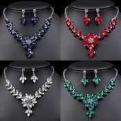 Resim Üçlü Uzun Bling Bling Yapay Elmas Kolye ve Küpe Seti, Kadınlar İçin Düğünler, Partiler ve Şenlik Hediyeleri İçin Mükemmel. 