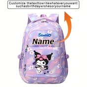 Resim 1 adet Sanrio Kurumi Moda Sırt Çantası - Günlük Anime Teması, Ayarlanabilir Omuz Askısı, Tablet Bölmesi, Fermuar Kapatma, Dayanıklı Naylon Malzeme, Büyük Kapasiteli Sırt Çantası, Seyahat, Günlük İşe Gidiş Geliş, Tatil Hediyeleri ve Hayranlar için İdeal 