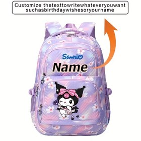 Resim 1 adet Sanrio Kurumi Moda Sırt Çantası - Günlük Anime Teması, Ayarlanabilir Omuz Askısı, Tablet Bölmesi, Fermuar Kapatma, Dayanıklı Naylon Malzeme, Büyük Kapasiteli Sırt Çantası, Seyahat, Günlük İşe Gidiş Geliş, Tatil Hediyeleri ve Hayranlar için İdeal 