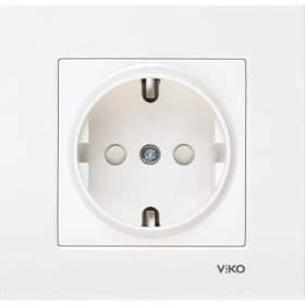 Resim Viko Karre 90967042 Beyaz Çocuk Korumalı Çerçeveli Topraklı Priz 