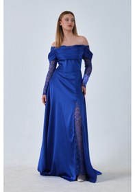 Resim Feminist Saks Kolları Dantel Detaylı Drapeli Abiye 9705561.26 