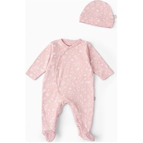 Resim Boumini Bebek Patikli Tulum Şapka Set Bahar Çiçekli Pembe-pembe Pembe 