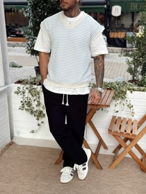 Resim MT2457 - Çizgili Triko Oversize Süveter - L 