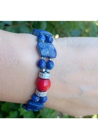 Resim 2276 Lapislazuli Mercan El Yapımı Çift Sıra Bileklik Lacivert 