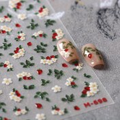 Resim 1 adet Jelly Flower Plant Nail Takı Sticker - DIY Y2K Stili 5D Kabartmalı Beyaz Çiçek ve Yapraklar Tırnak Sanatı Dekorasyonu, Kendinden Yapışkanlı, Tek Kullanımlık, Plastik, Parıltılı Bitişli Vibrant Manikür Tasarımı, Tırnak Sanatı Dekorasyonu 