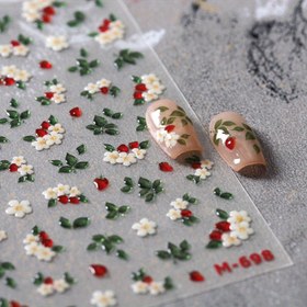 Resim 1 adet Jelly Flower Plant Nail Takı Sticker - DIY Y2K Stili 5D Kabartmalı Beyaz Çiçek ve Yapraklar Tırnak Sanatı Dekorasyonu, Kendinden Yapışkanlı, Tek Kullanımlık, Plastik, Parıltılı Bitişli Vibrant Manikür Tasarımı, Tırnak Sanatı Dekorasyonu 