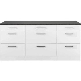 Resim Samba Mutfak 9 Çekmeceli Alt Modül 200 Cm - Çok Amaçlı Dolap -tezgah Dahil Antrasit 